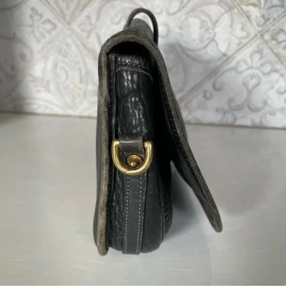 Dooney & Bourke- Vintage Black Leather Flap Crossbody Bag - Picture 11 of 11